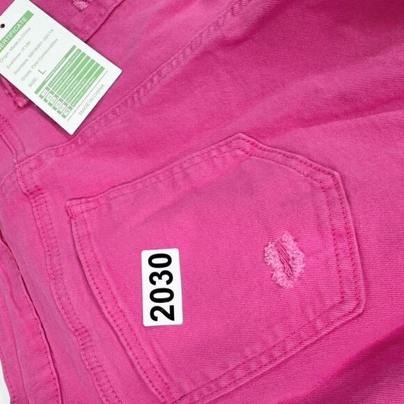 Pink Jean Shorts Womens Large Country Jewel Fringe Cut Off Festival Distressed - Picture 9 of 9